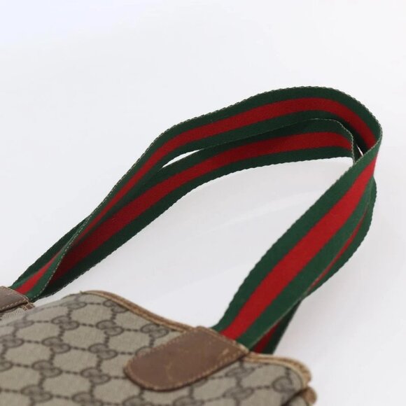 GUCCI GG Supreme Web Sherry Line Bag PVC Leather Beige - Picture 8 of 15